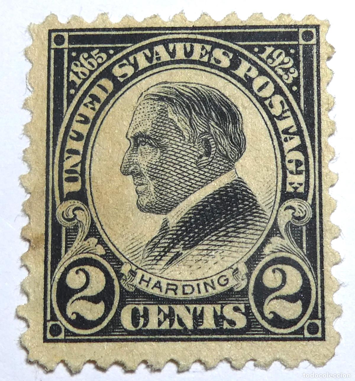 Sellos: Sello postal de Estados Unidos 2 centavos de 1923, Warren G. Harding