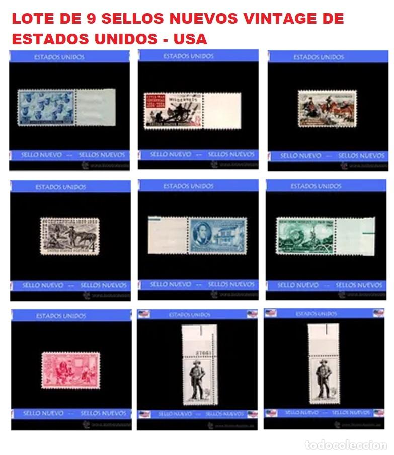 Sellos: LOTE DE 9 SELLOS NUEVOS VINTAGE DE ESTADOS UNIDOS