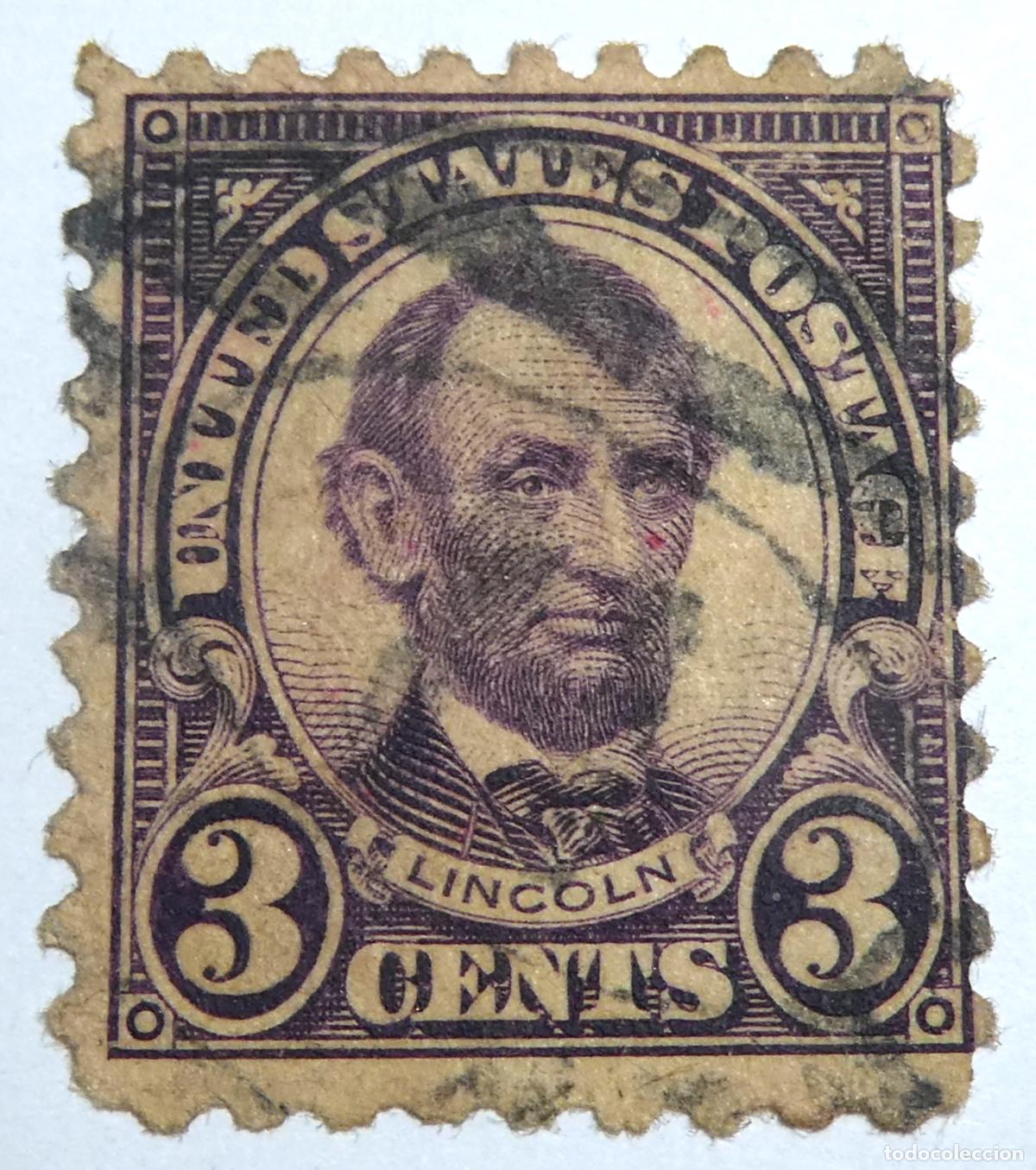 Sellos: Sello postal de Estados Unidos de 3 centavos 1923, Abraham Lincoln