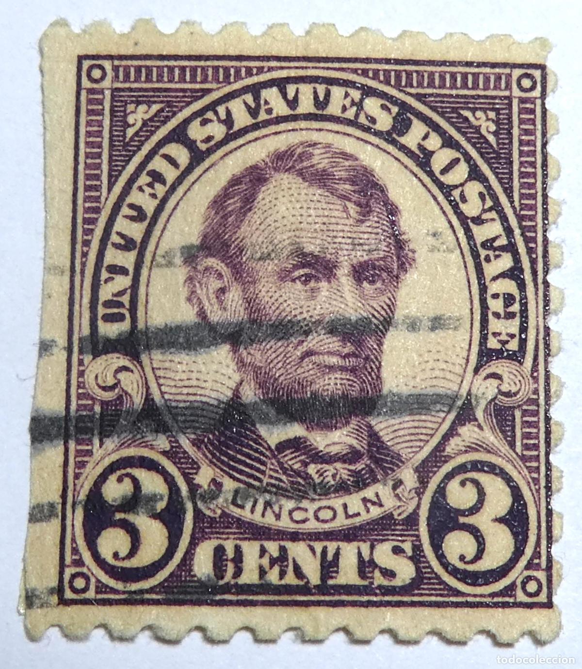 Sellos: Sello postal de Estados Unidos de 3 centavos 1923, Abraham Lincoln