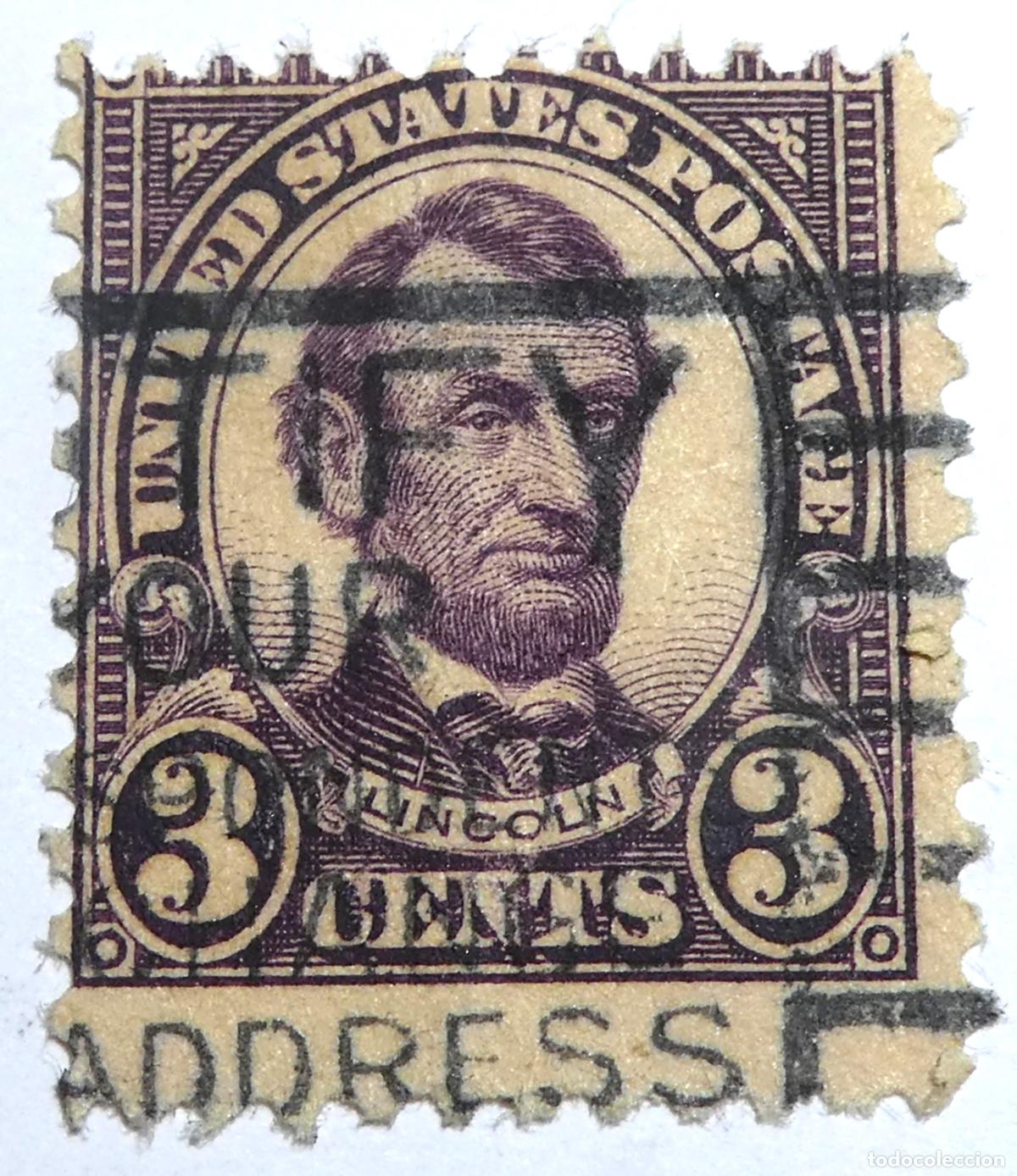 Sellos: Sello postal de Estados Unidos de 3 centavos 1923, Abraham Lincoln