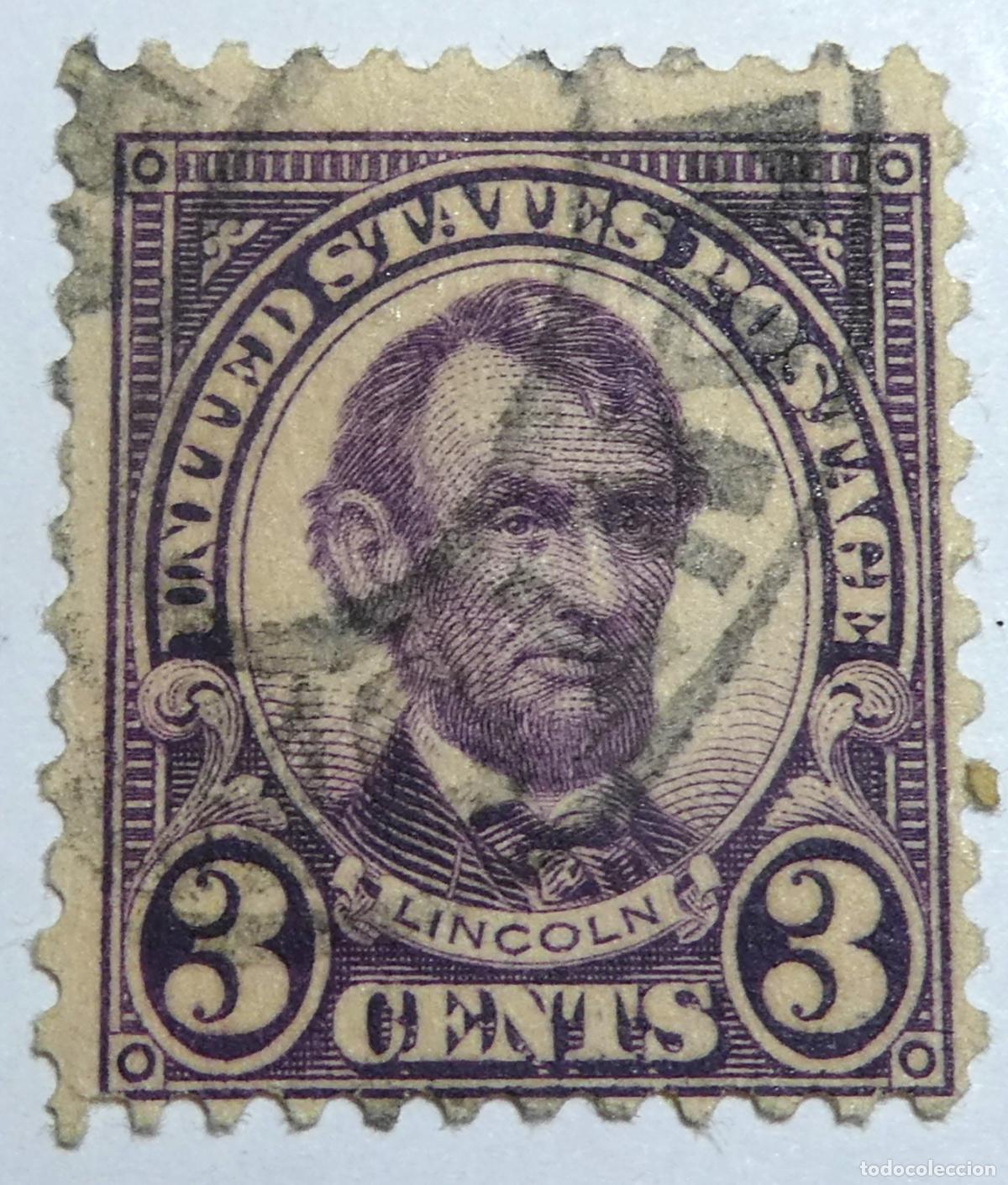 Sellos: Sello postal de Estados Unidos de 3 centavos 1923, Abraham Lincoln