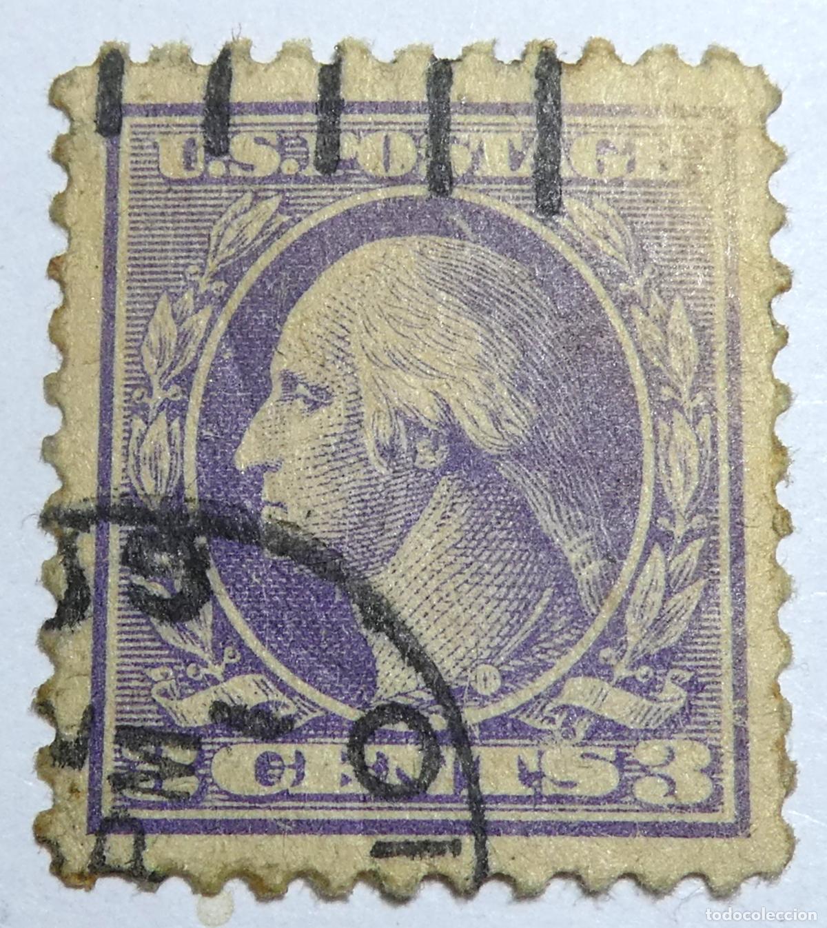 Sellos: Sello postal de Estados Unidos de 3 centavos 1916 &rdquo;George Washington