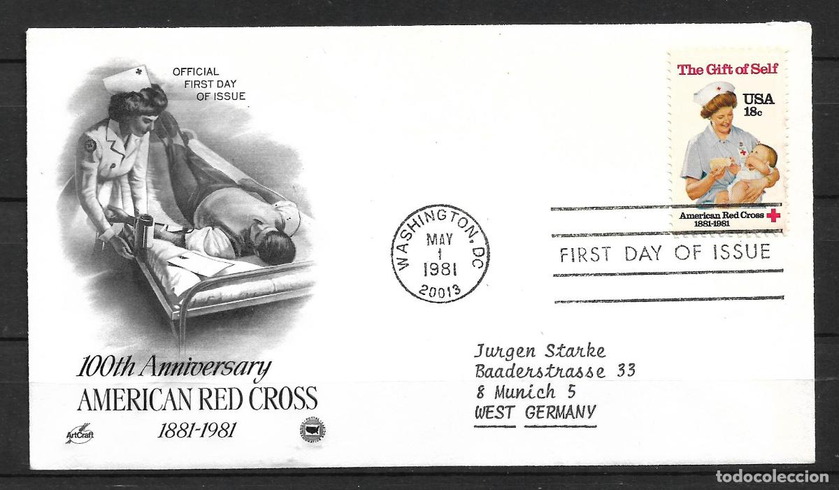 Sellos: Estados Unidos 1981 SPD scott 1910 Cruz roja americana - 153/7