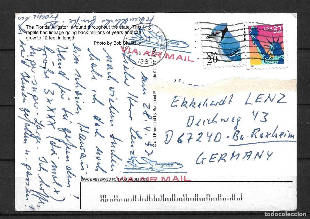 Sellos: estados unidos 1997 postal circulada alemania- 153/8