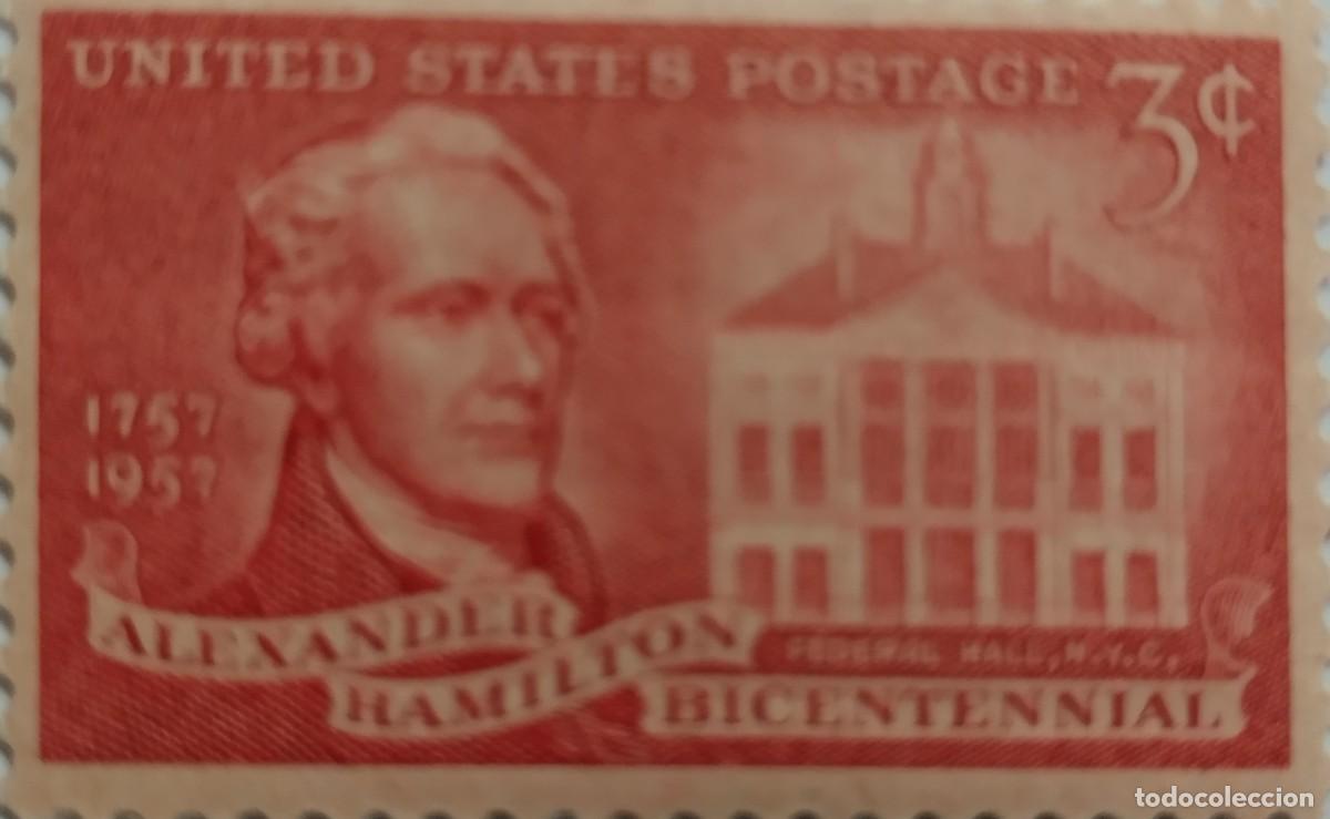 Sellos: SELLO ESTADOS UNIDOS, A&Ntilde;O 1957, VINTAGE, BICENTENARIO DE ALEXANDER HAMILTON, SCOTT#1086**MNH