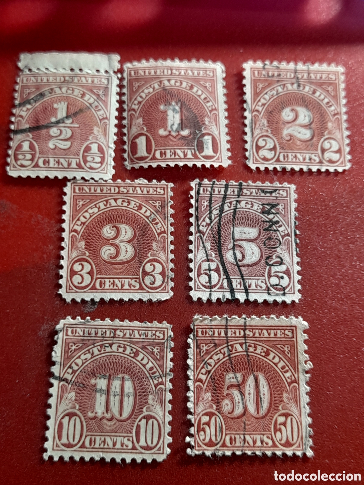 Sellos: Sello (7/8v) Estados Unidos mtdo/udo 1931. N&uacute;meros. Franqueo vencido. Lote 1 eeuu