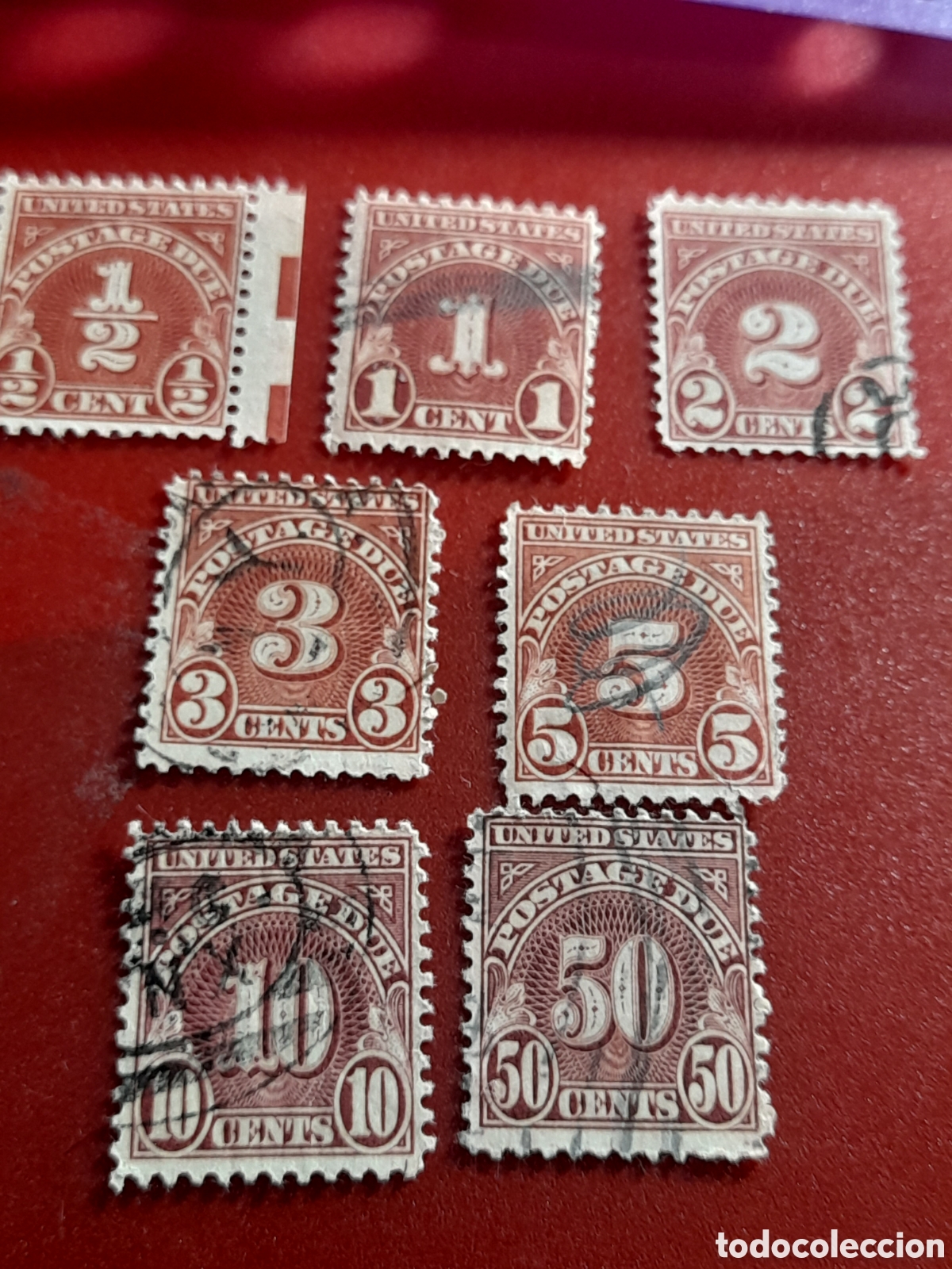 Sellos: Sello (7/8v) Estados Unidos mtdo/udo 1931. N&uacute;meros. Franqueo vencido. Lote 2 eeuu