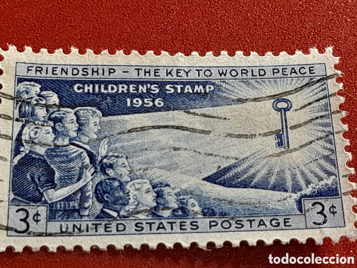 Sellos: Sello Estados Unidos mtdo/udo 1956. Sellosmpara ni&ntilde;os. Llave de la paz.