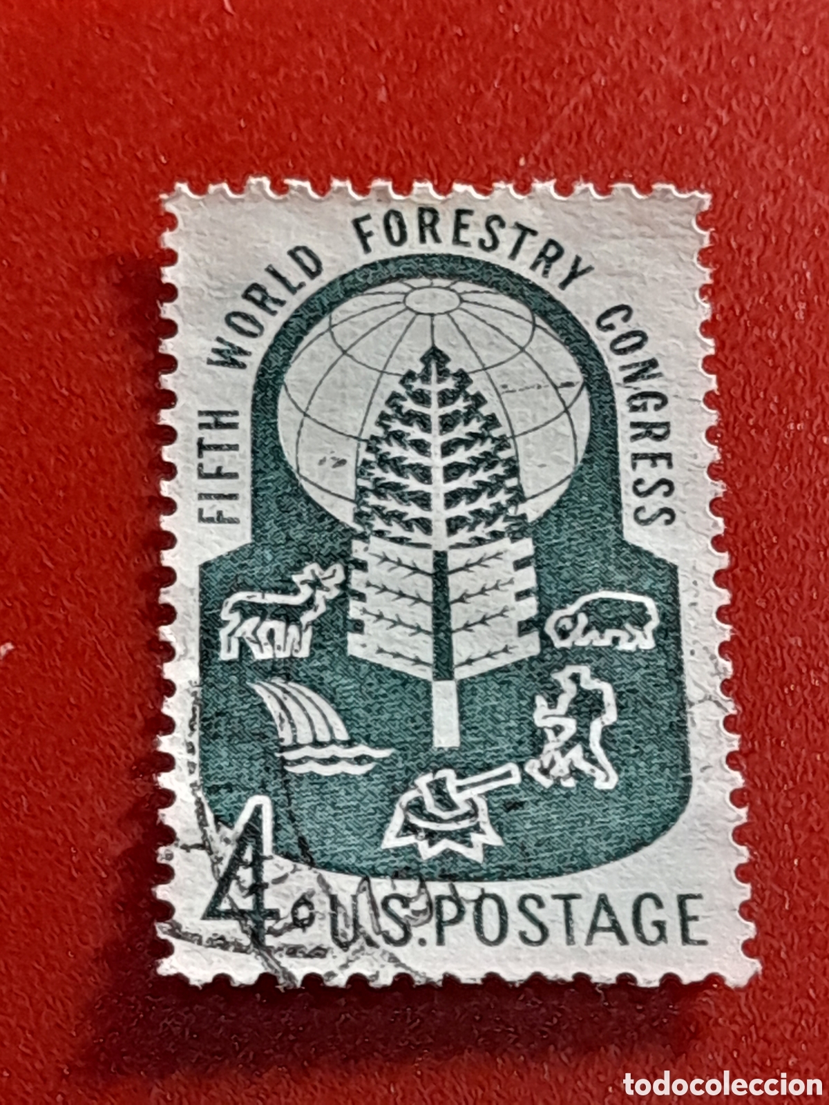 Sellos: Sello Estados Unidos mtdo/udo 1960. 5 Congreso mundial forestal. Bosque. &Aacute;rboles. Naturaleza. Fauna