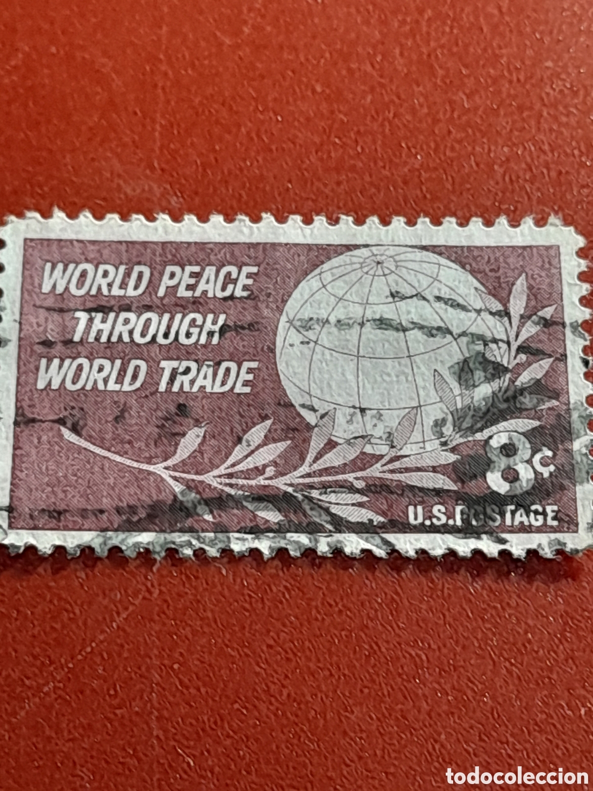 Sellos: Sello Estados Unidos mtdo/udo 1959. 17 Congreso inter comercio. Rama laurel. Globo terr&aacute;queo.