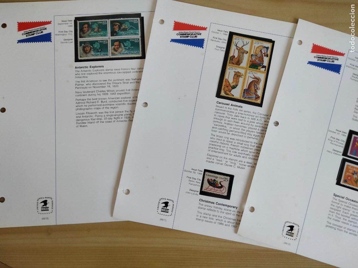Timbres: HOJAS Y SELLOS CONMEMORATIVOS DE ESTADOS UNIDOS A&Ntilde;O 1988