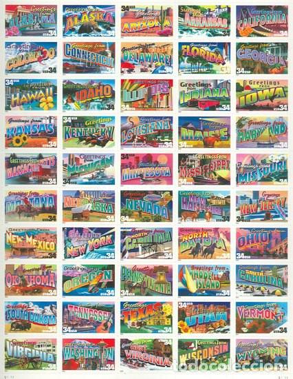 Sellos: ESTADOS UNIDOS, 2002 SW3626/75HB (50 sellos) ''Estados - Adhesivo''./ Nuevos, sin fijasellos, MNH.
