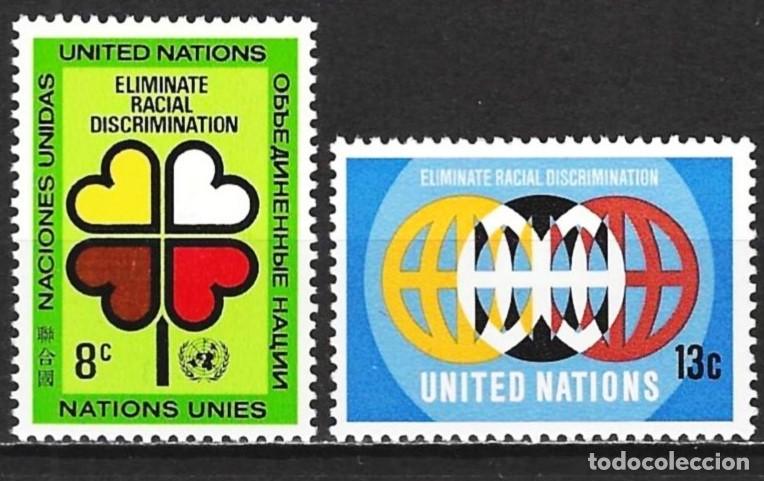Sellos: Naciones Unidas (Nueva York) 1971 - Mi 236 y 237 - YT 213 y 214 - No al racismo - MNH**