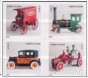 Sellos: ESTADOS UNIDOS, 2002 SW3703-06 ''Juguetes Antiguos, adhesivo''./ Nuevos, sin fijasellos, MNH.