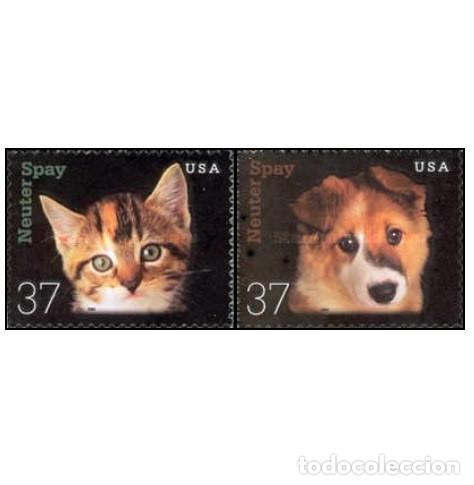 Sellos: ESTADOS UNIDOS, 2002 SW3763/64 dipt. &rdquo;Perro-Gato - Adhesivo&rdquo;./ Nuevos, sin fijasellos, MNH.