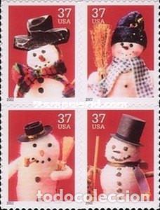 Sellos: ESTADOS UNIDOS, 2002 SW3826/29BL4 &rdquo;Navidad, anverso y reverso&rdquo;./ Nuevos, sin fijasellos, MNH.