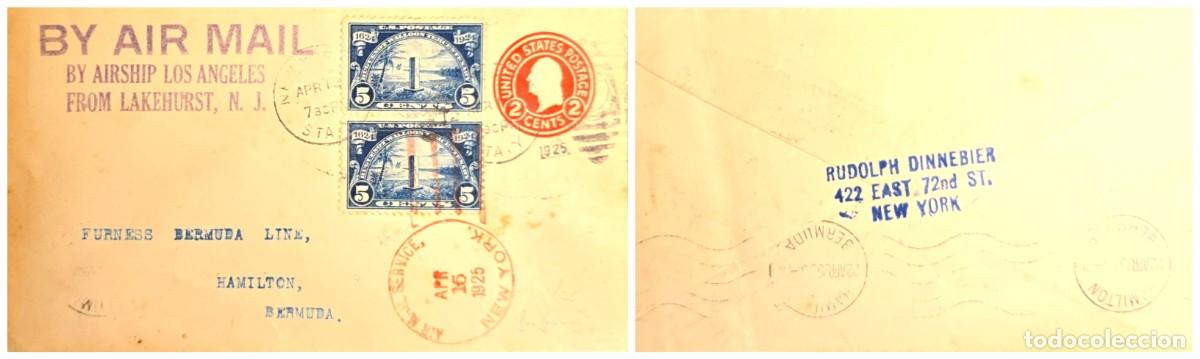 Sellos: O) 1925 UNITED STATES - USA. AIRMAIL BY AIRSHI&acute;LOS AGELES FROM LAKEHURST, MONUMENT TO JAN RIBAULT