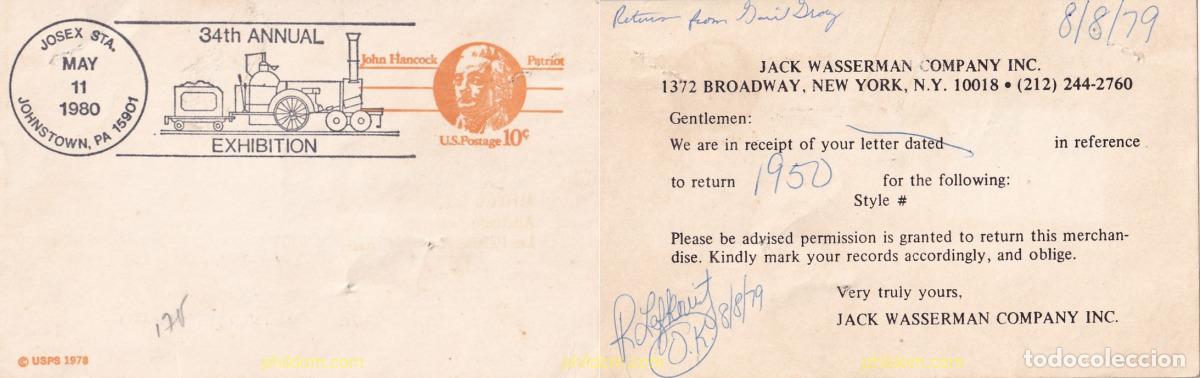 Sellos: 781749 USED ESTADOS UNIDOS 1978 JOHN HANCOCK - TARJETA POSTAL DE RESPUESTA PAGADA