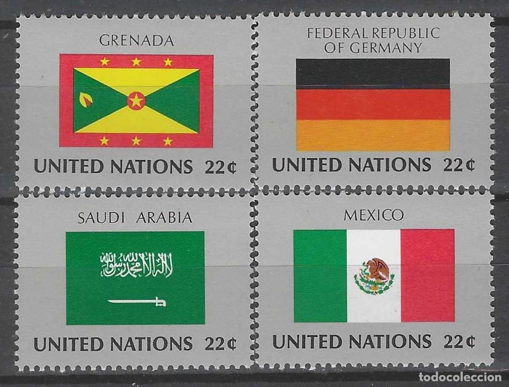 Sellos: NACIONES UNIDAS NUEVA YORK 1985 - BANDERAS, S.COMPLETA - MSG
