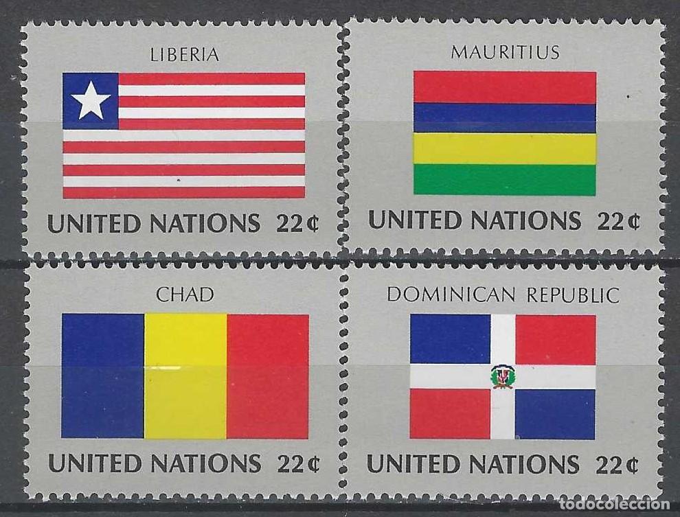 Sellos: NACIONES UNIDAS NUEVA YORK 1985 - BANDERAS, S.COMPLETA - MSG