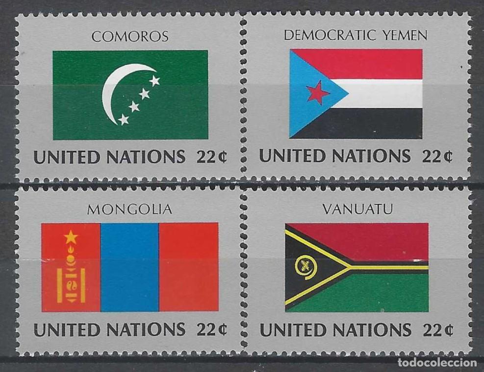 Sellos: NACIONES UNIDAS NUEVA YORK 1987 - BANDERAS, S.COMPLETA - MSG