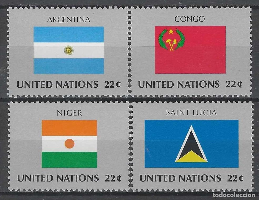 Sellos: NACIONES UNIDAS NUEVA YORK 1987 - BANDERAS, S.COMPLETA - MSG