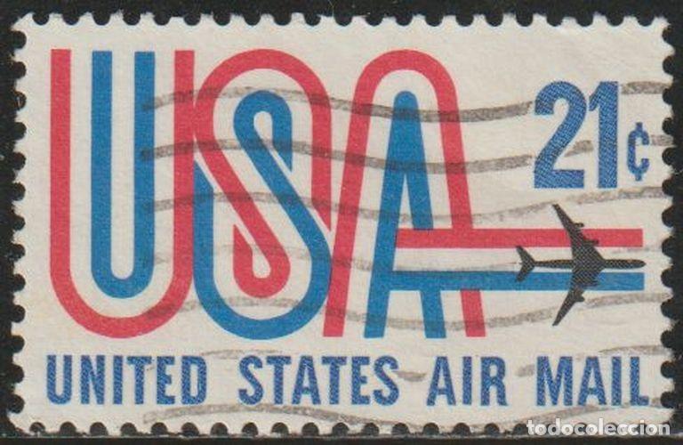 Sellos: USA 1971 Scott C81 Sello &ordm; Avion &rdquo;USA&rdquo; y Jet Serie Basica Air Mail Michel 1036 Yvert PA72 Estados