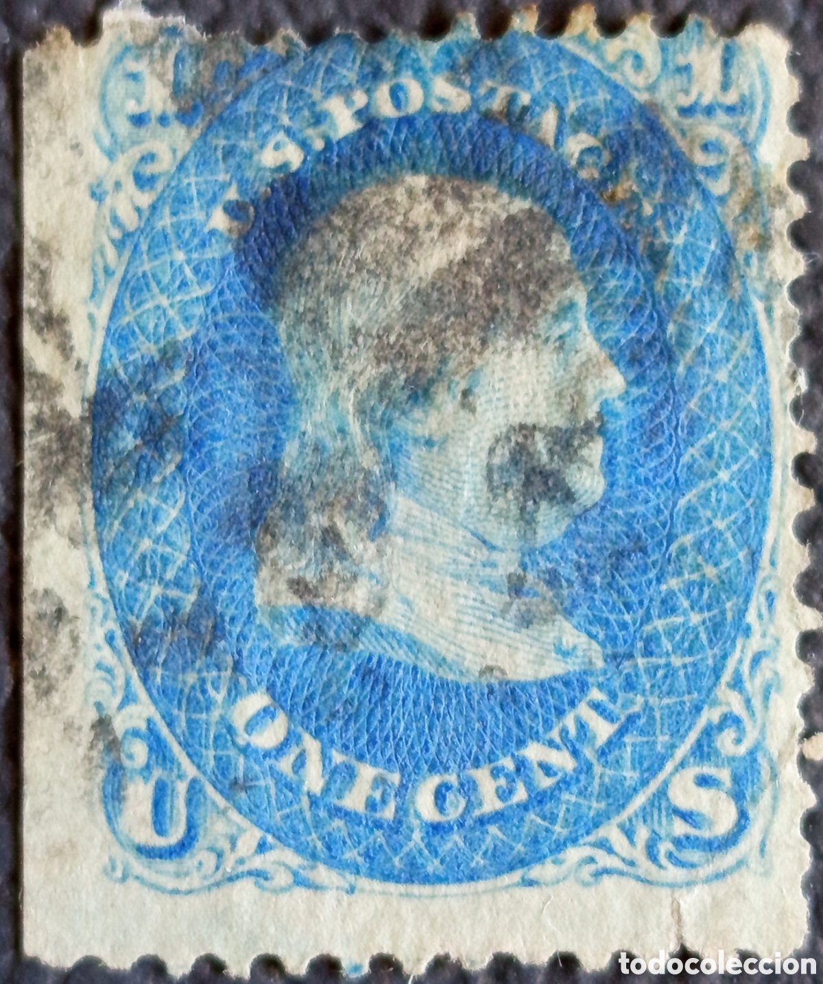 Stamps: ESTADOS UNIDOS 1861 - 1 Centavo Azul Benjamin Franklin - Scott #63 - Usado