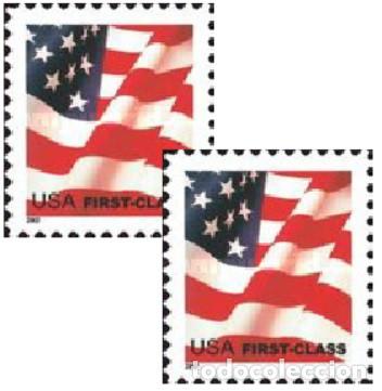 Sellos: ESTADOS UNIDOS, 2002 SW3689/90 &rdquo;Bandera, First-Class&rdquo;. Dent. 11 - 11 1/4./ Nuevos, MNH.