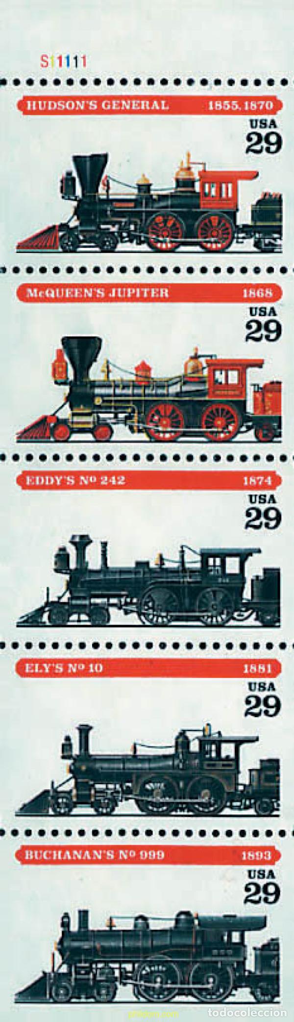Sellos: 6361 MNH ESTADOS UNIDOS 1994 ANTIGUAS LOCOMOTORAS DE VAPOR