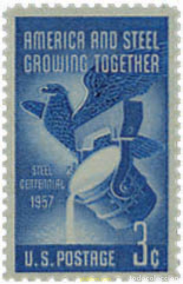 Sellos: 33003 MNH ESTADOS UNIDOS 1957 CENTENARIO DE LA INDUSTRIA SIDERURGICA AMERICANA