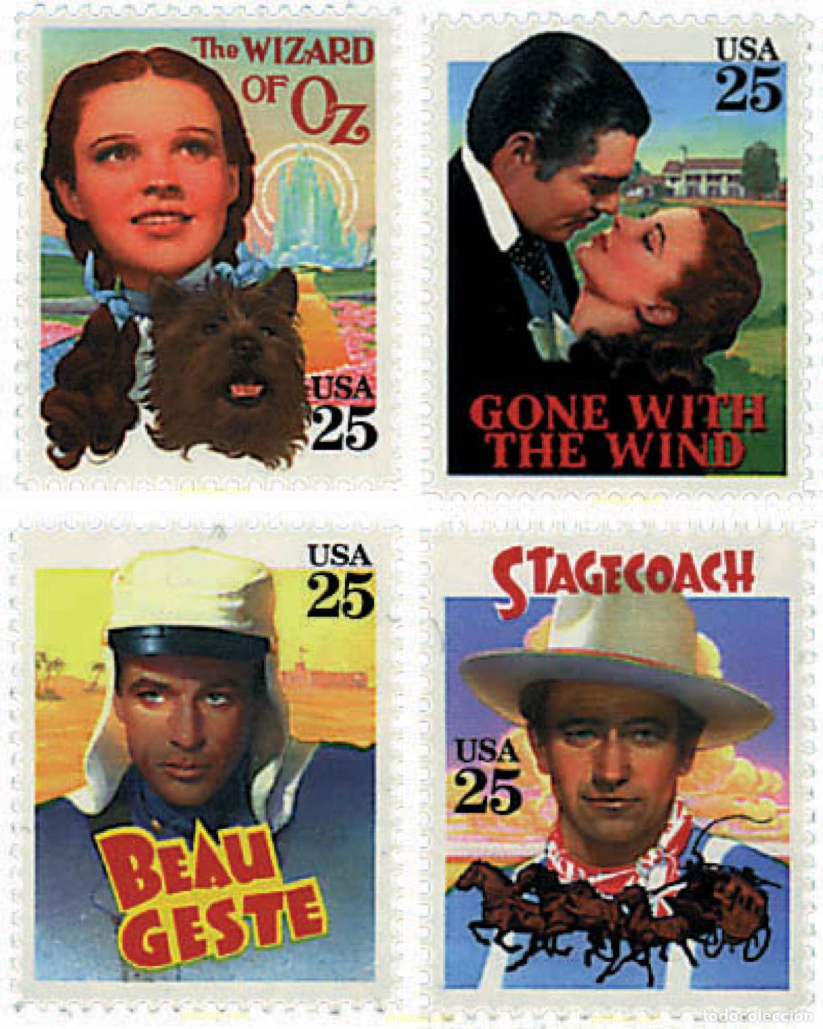 Sellos: 49303 MNH ESTADOS UNIDOS 1990 PELICULAS CLASICAS DE LOS A&Ntilde;OS DE ORO DE HOLLYWOOD