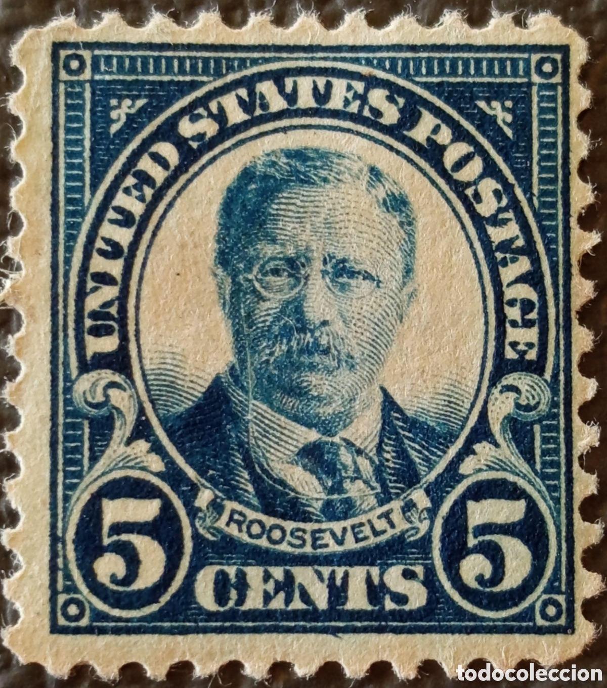 Timbres: USA 1922 Theodore Roosevelt 5 Cents Azul Scott #557 Perf 11 MH