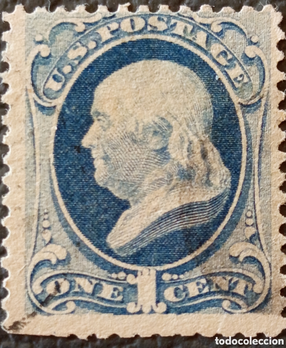 Sellos: EE.UU. 1861 1 Cent Azul Benjamin Franklin Scott 63 Usado