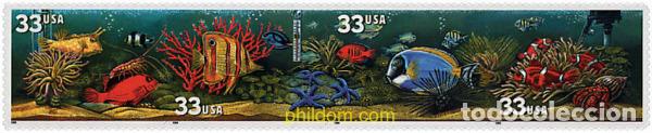 Sellos: 6405 MNH ESTADOS UNIDOS 1999 PECES DE ACUARIO