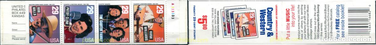 Sellos: 311198 MNH ESTADOS UNIDOS 1993 CANTANTES DE MUSICA AMERICANA
