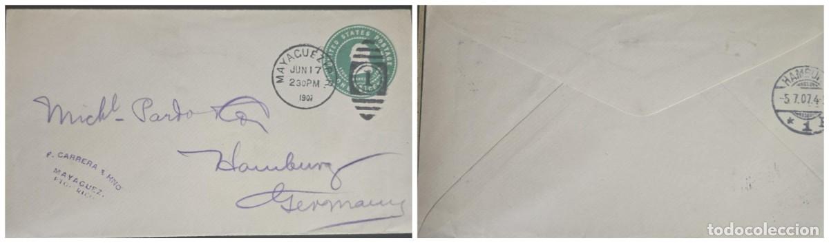 Sellos: O) 1907 PUERTO RICO - MAYAGUEZ, US OCCUPATION, BENJAMIN FRANKLIN 1c green, POSTAL STATIONERY CIRCUL