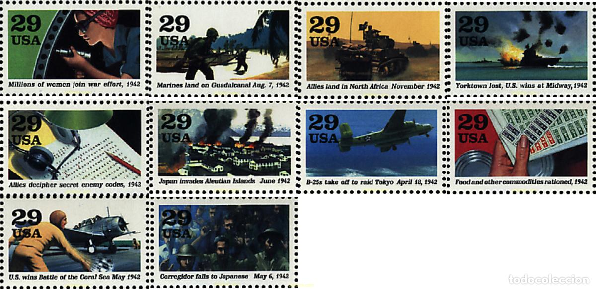 Sellos: 311175 MNH ESTADOS UNIDOS 1992 LA SEGUNDA GUERRA MUNDIAL