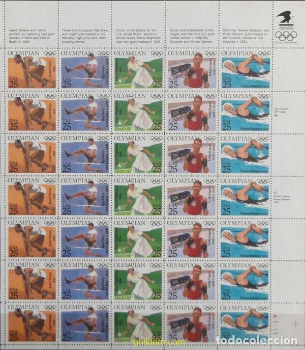 Sellos: 326541 MNH ESTADOS UNIDOS 1990 CAMPEONES OLIMPICOS