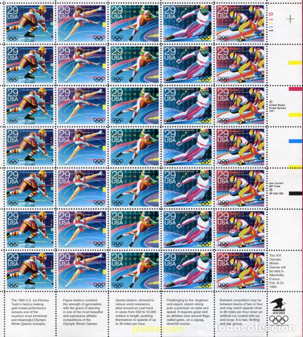 Sellos: 359310 MNH ESTADOS UNIDOS 1992 16 JUEGOS OLIMPICOS INVIERNO ALBERTVILLE 1992