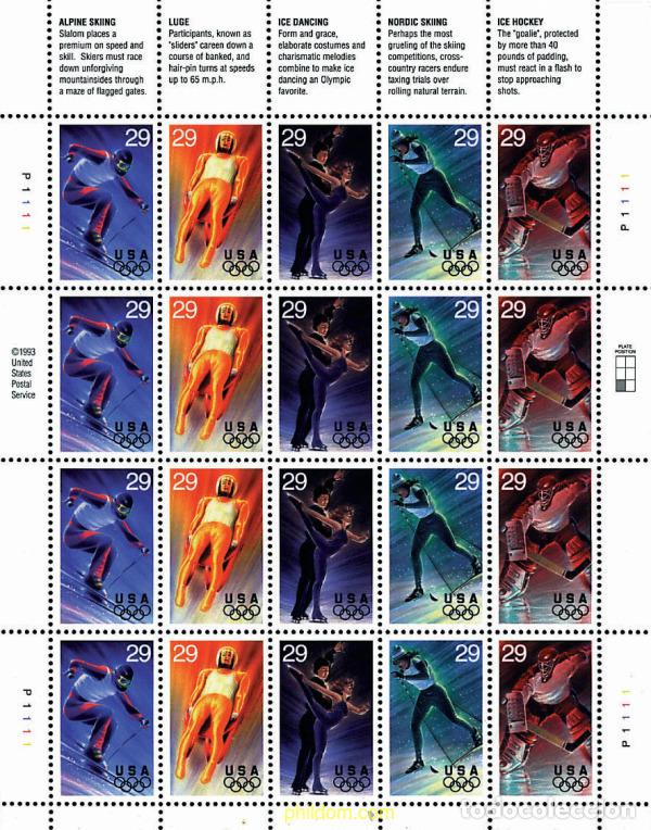 Sellos: 8303 MNH ESTADOS UNIDOS 1994 17 JUEGOS OLIMPICOS INVIERNO LILLEHAMMER 1994