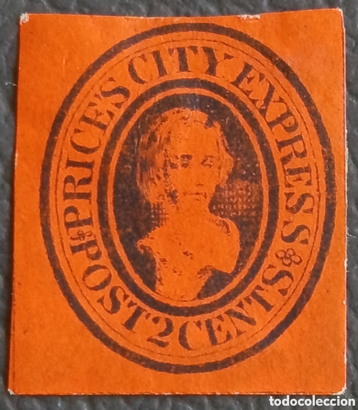 Sellos: EEUU 1858 Sello Local Price's City Express 2c Negro Papel Berenjena Scott 124L1