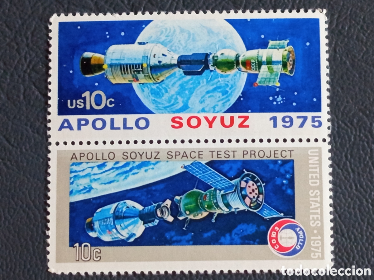 Sellos: Pareja Sellos EE.UU. 1975 Misi&oacute;n Espacial Apollo Soyuz 10c Se-tenant Cat#1569-1570 MNH