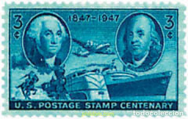 Sellos: 59491 MNH ESTADOS UNIDOS 1947 CENTENARIO DEL SELLO