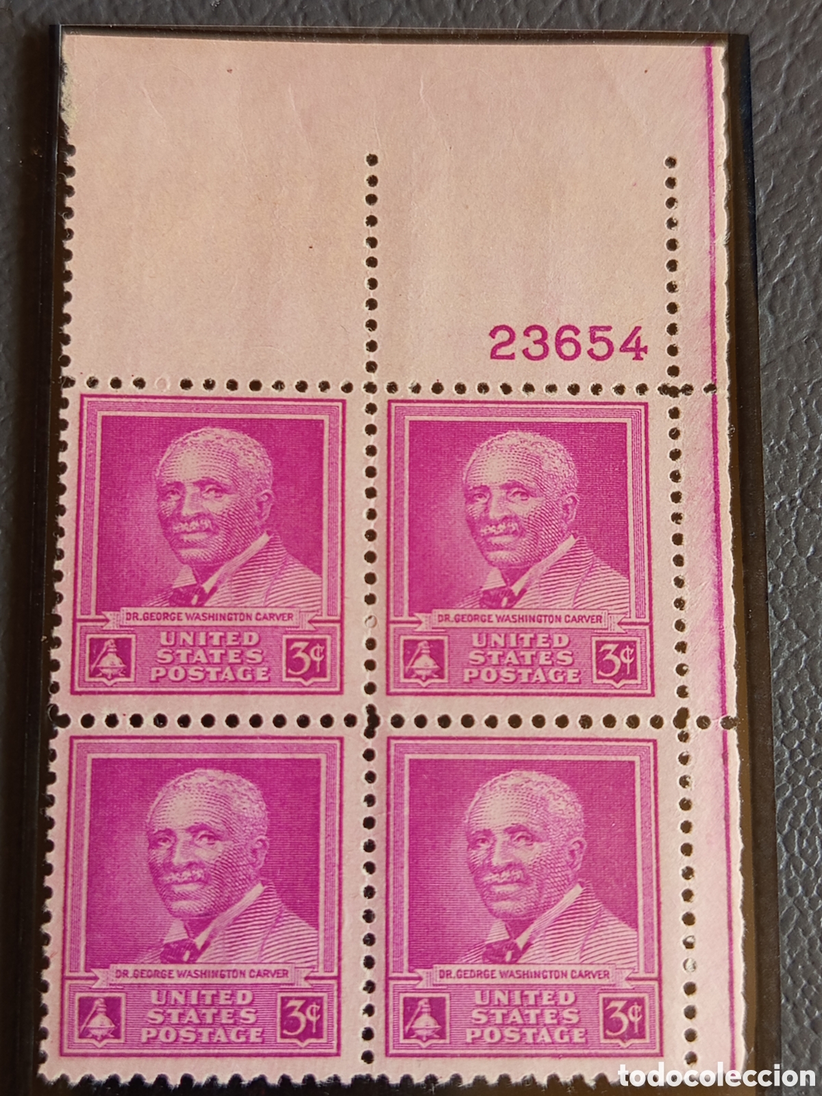 Sellos: Bloque 4 Sellos EE.UU. George W. Carver 1948 Cat Scott #953 MNH Placa 23654