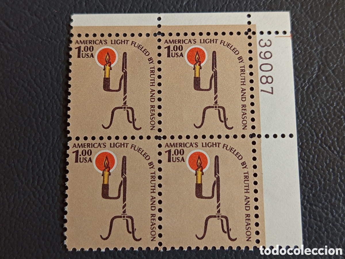 Sellos: Bloque 4 Sellos EE.UU. Americana 1$ 1979 Cat Scott #1610 MNH Placa 39087
