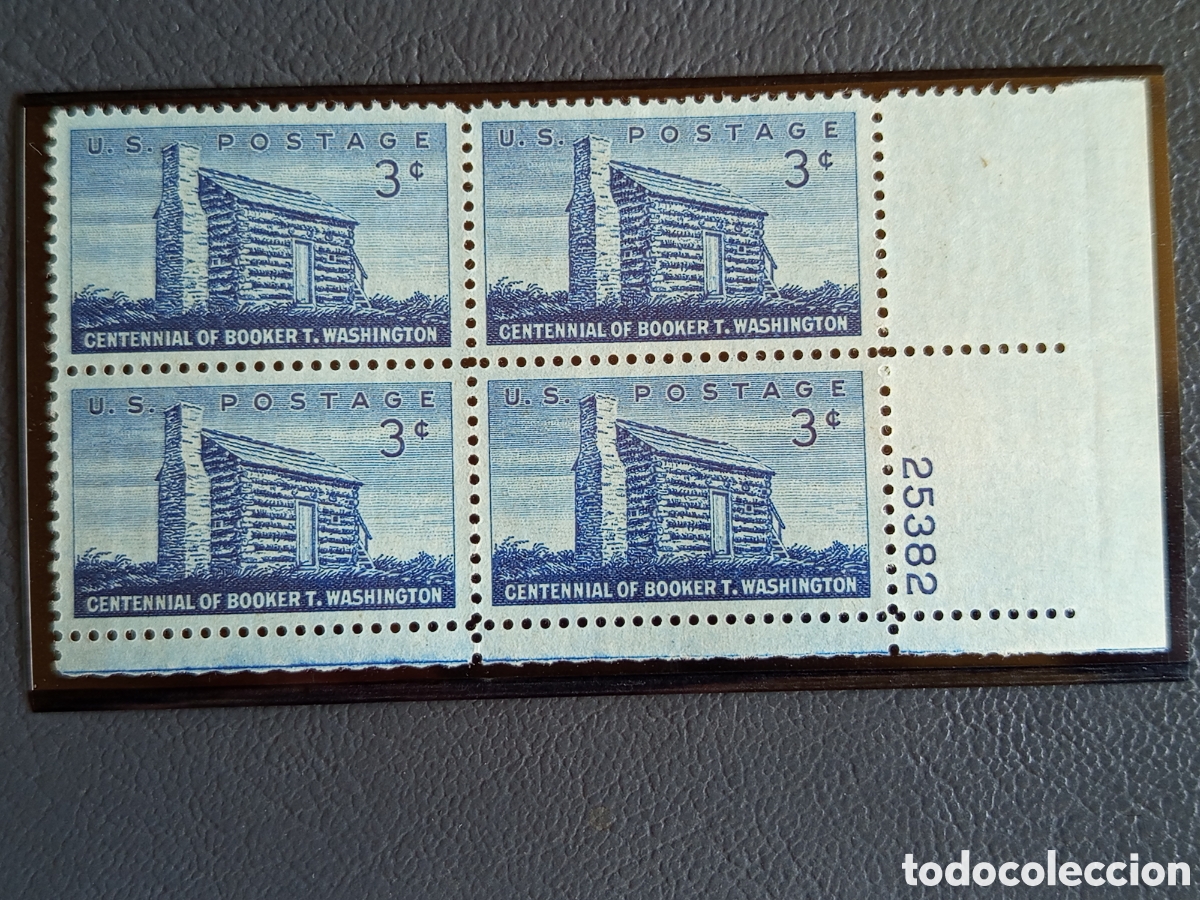 Sellos: EE.UU. 1956 Booker T. Washington Scott #1074 Bloque 4 MNH #25382