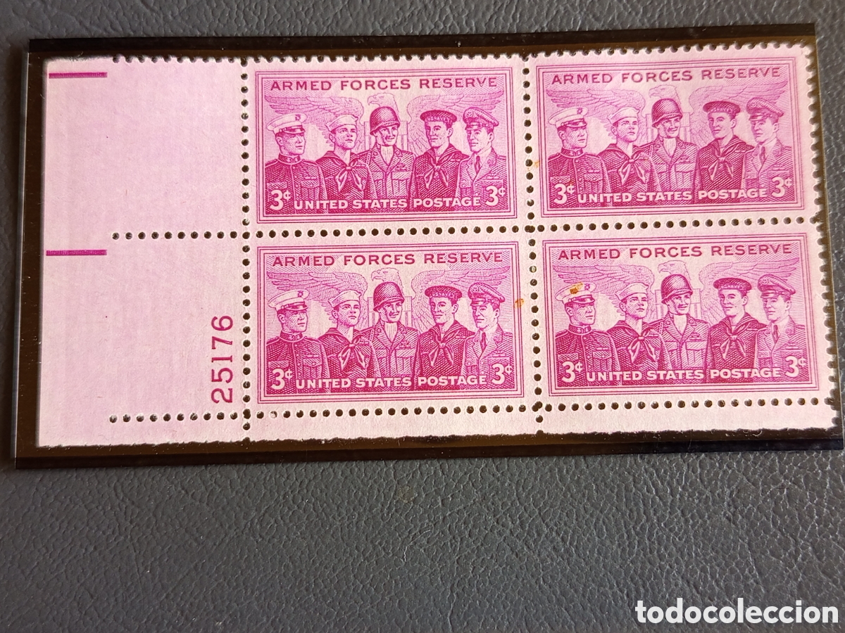 Sellos: EE.UU. 1955 Fuerzas Armadas Scott #1067 Bloque de Cuatro MNH #25176