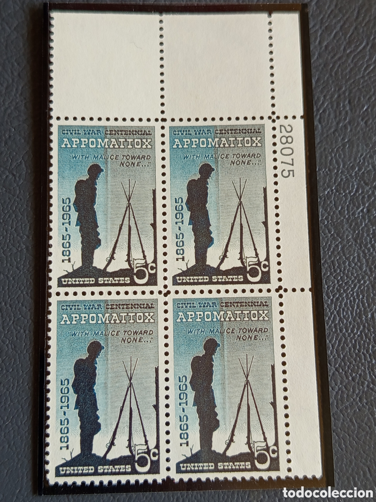 Sellos: EE.UU. 1965 Centenario Appomattox Scott #1182 Bloque 4 MNH #28075
